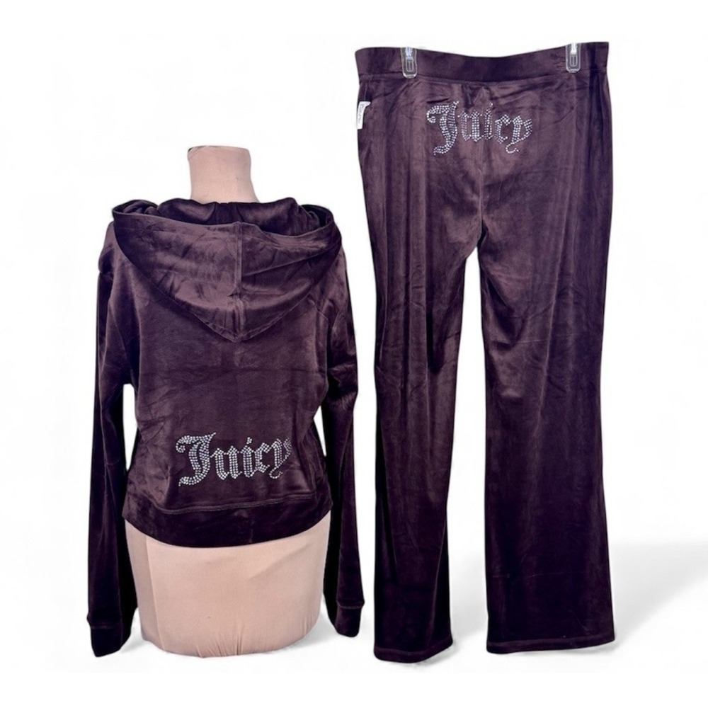 NWT Size XL Juicy‎ Couture Velour Classic Bling Tracksuit Set Brown Sugar Y2K